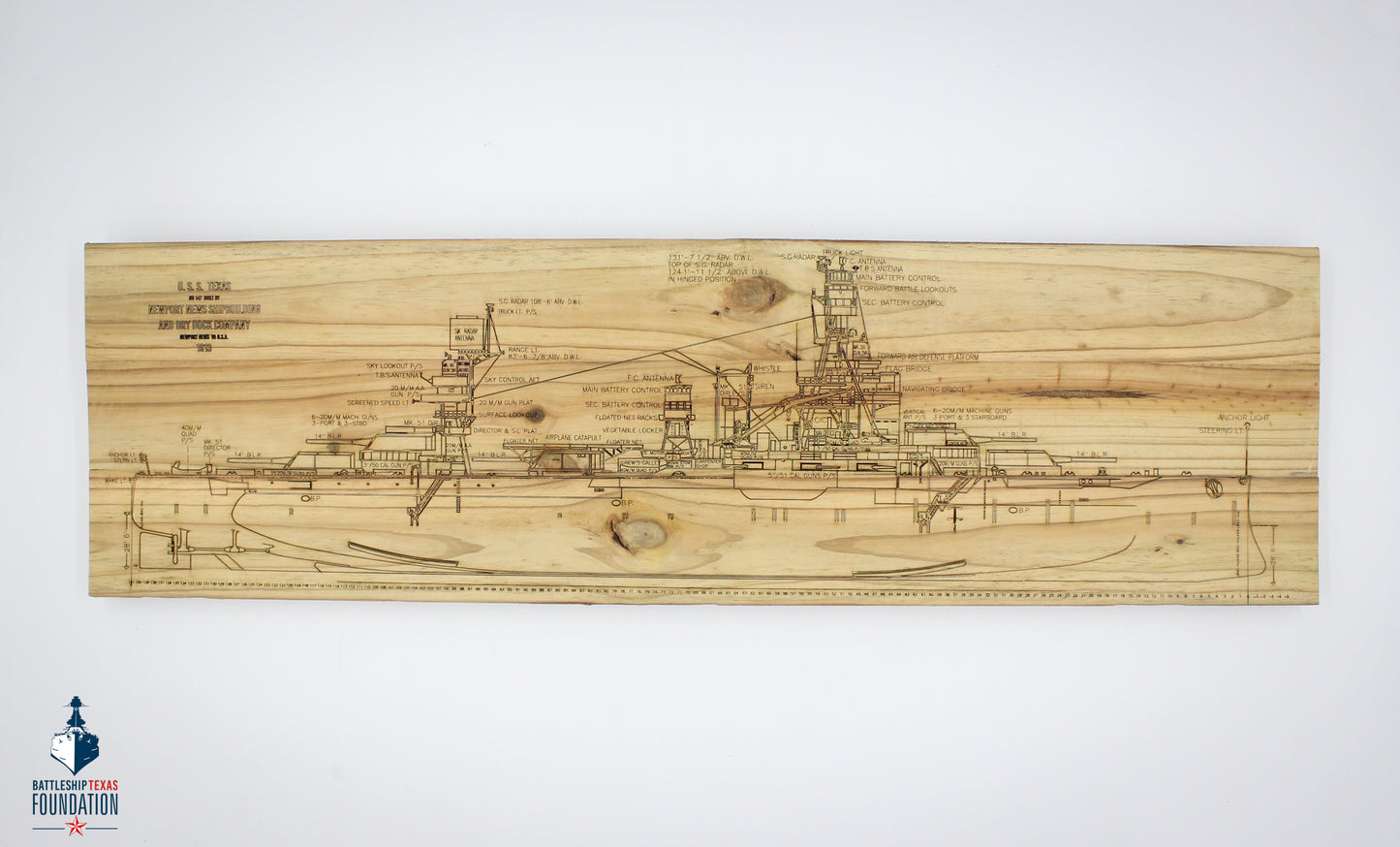 32" Battleship Texas Profile Board Bundle
