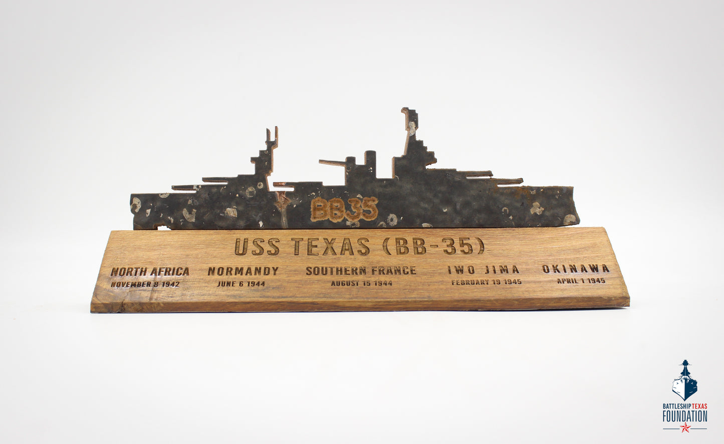 WWII Battleship Texas Silhouette Display Stand